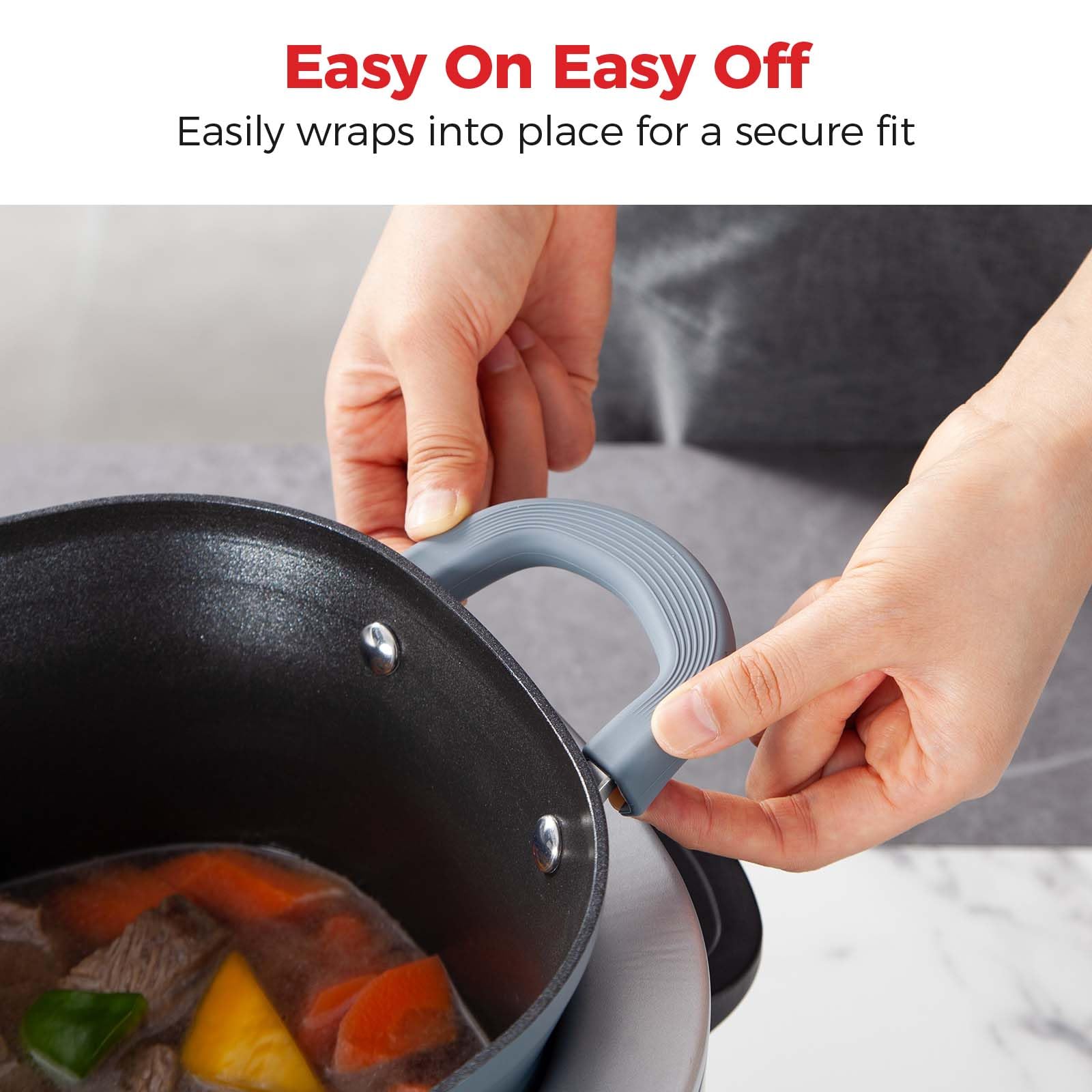 Heat-Resistant Silicone Pot Handle Cover for Ninja Crockpot Slow Cooker & Foodi Possiblecooker Pro - 4 Pack Non-Slip Grip Accessories for Safe Cooking & Serving