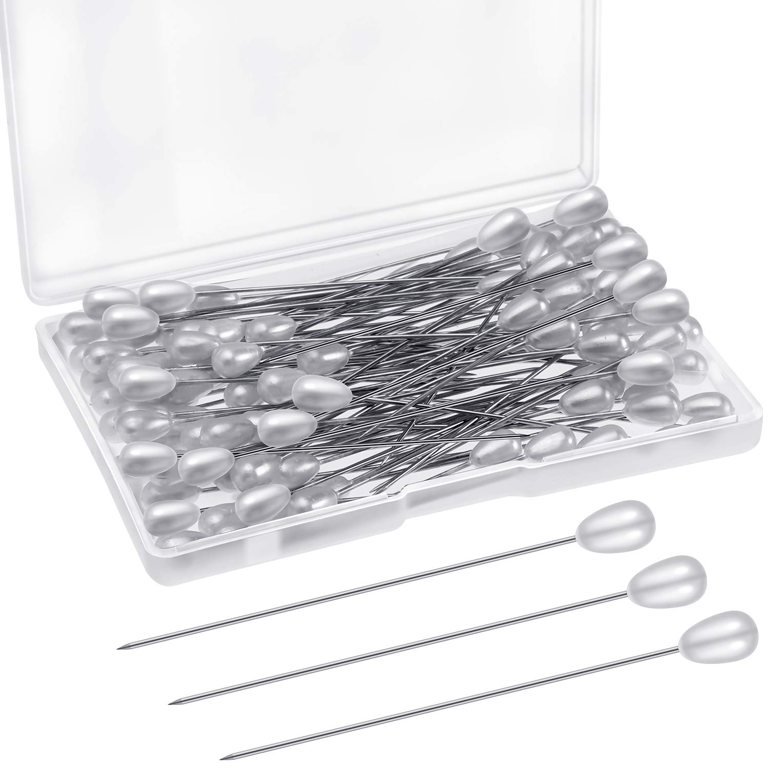 Elegant Teardrop Pearl Head Pins for Wedding Corsage, Boutonniere & DIY Crafts - 100pcs White Straight Pins for Jewelry Making, Sewing, Bouquet & Flower Decorations - Perfect for Bridal Accessories, Handmade Gifts & Special Occasions