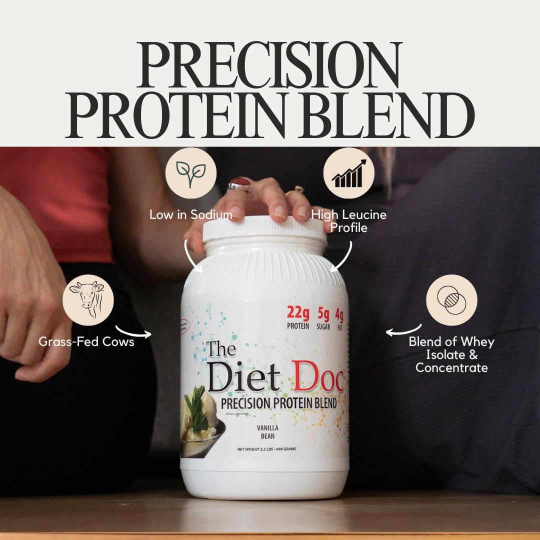 The Diet Doc Precision Protein Blend - 2.2lb Belgian Chocolate Whey Protein Powder for Weight Loss & Muscle Recovery | Perfect for Post-Workout Shakes & Healthy Meal Replacement