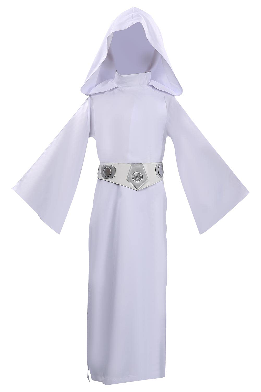 Gynicor Princess Leia Organa Costume for Kids - White Halloween Cosplay Outfit with Hood | Star Wars Dress Up Party & Pretend Play