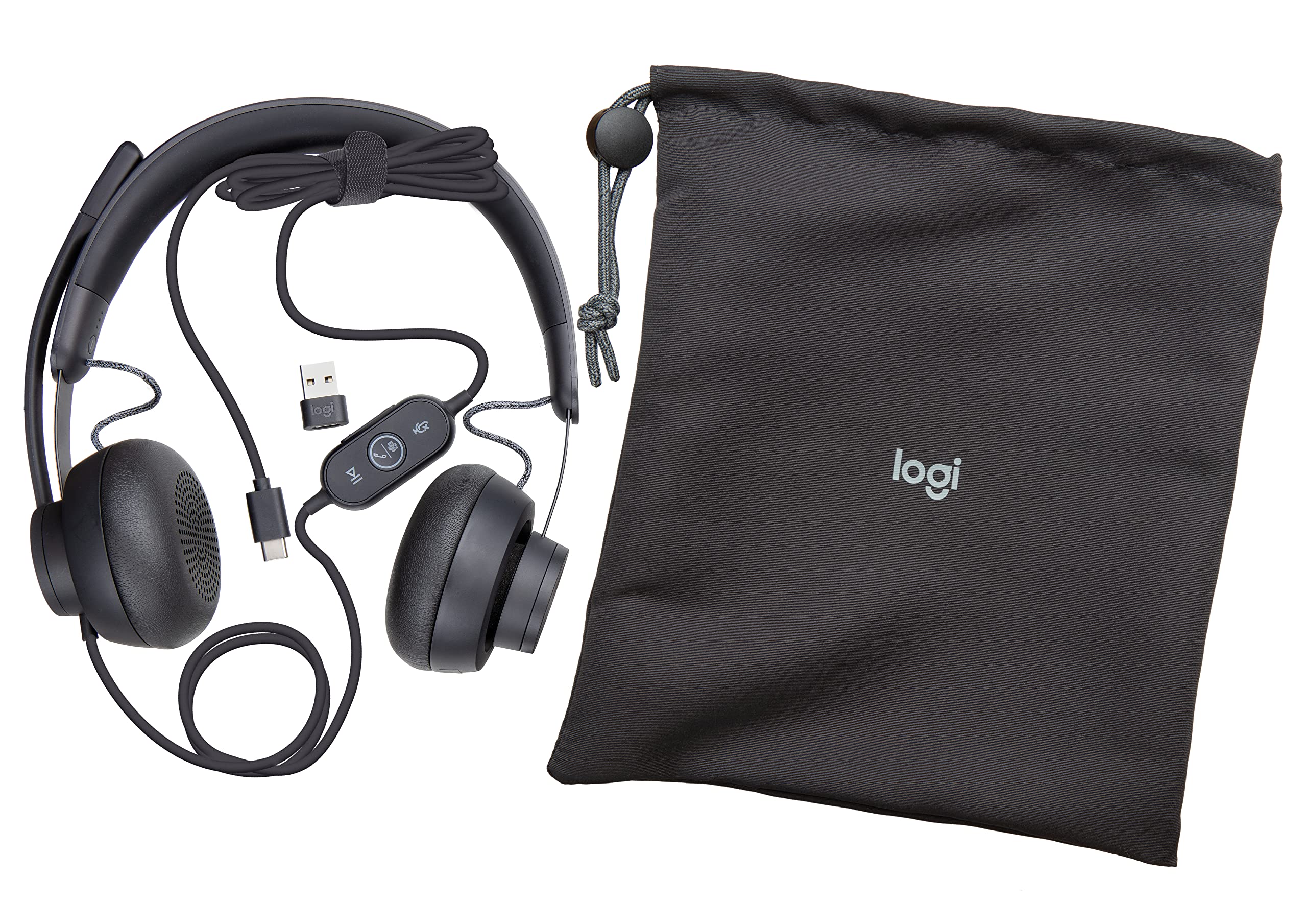 Logitech Zone Wired Headset with Noise-Canceling Mic - Microsoft Teams Certified USB-C Headphones with USB-A Adapter (Graphite) - Perfect for Office Meetings, Remote Work & Video Conferencing