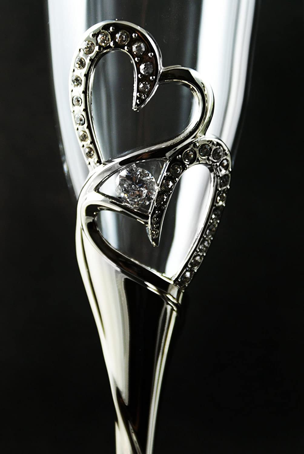 Elegant Gold & Silver Wedding Toasting Glasses & Cake Server Set - Engravable Bridal Gift for Wedding Ceremony, Reception & Anniversary Celebrations