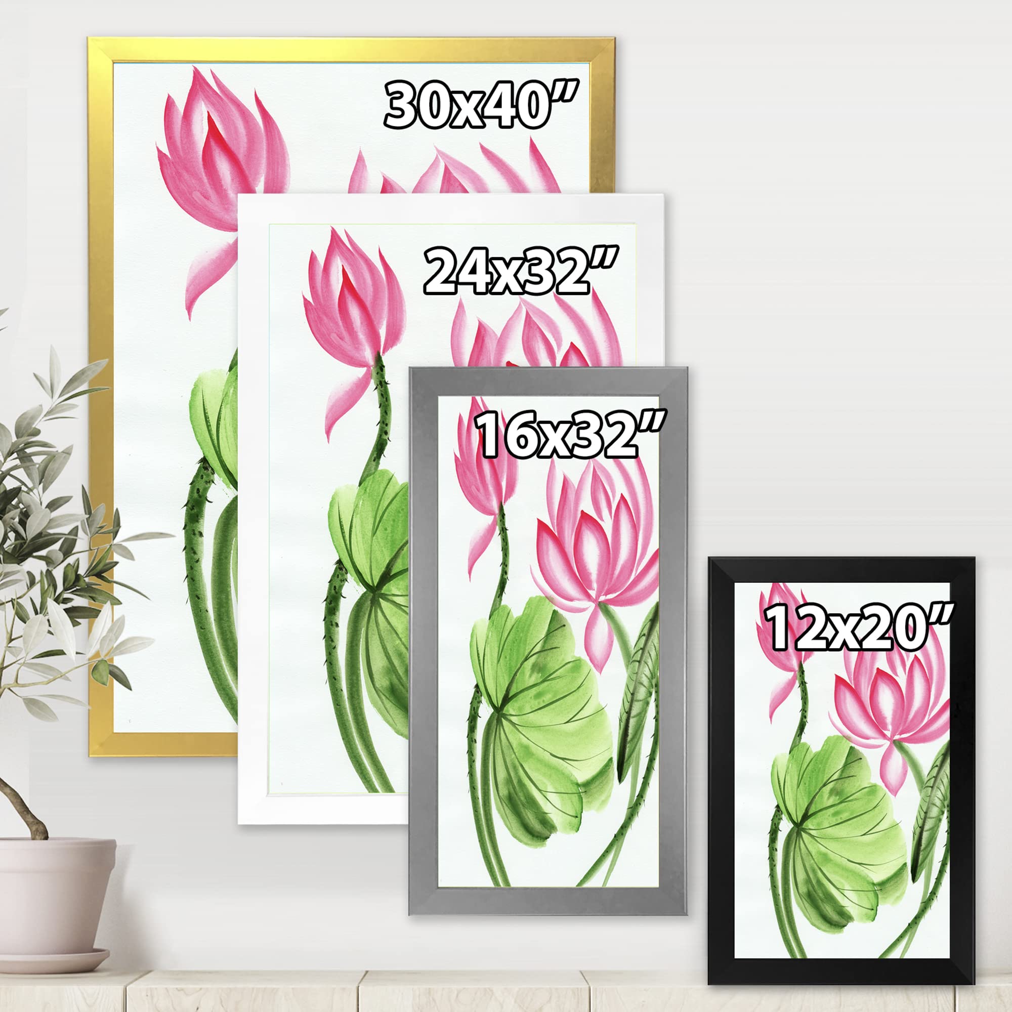 Lotus and The Dragonfly II Traditional Framed Wall Art - Asian Inspired Home Decor for Living Room, Bedroom & Office | Handcrafted Canvas Painting with Wooden Frame