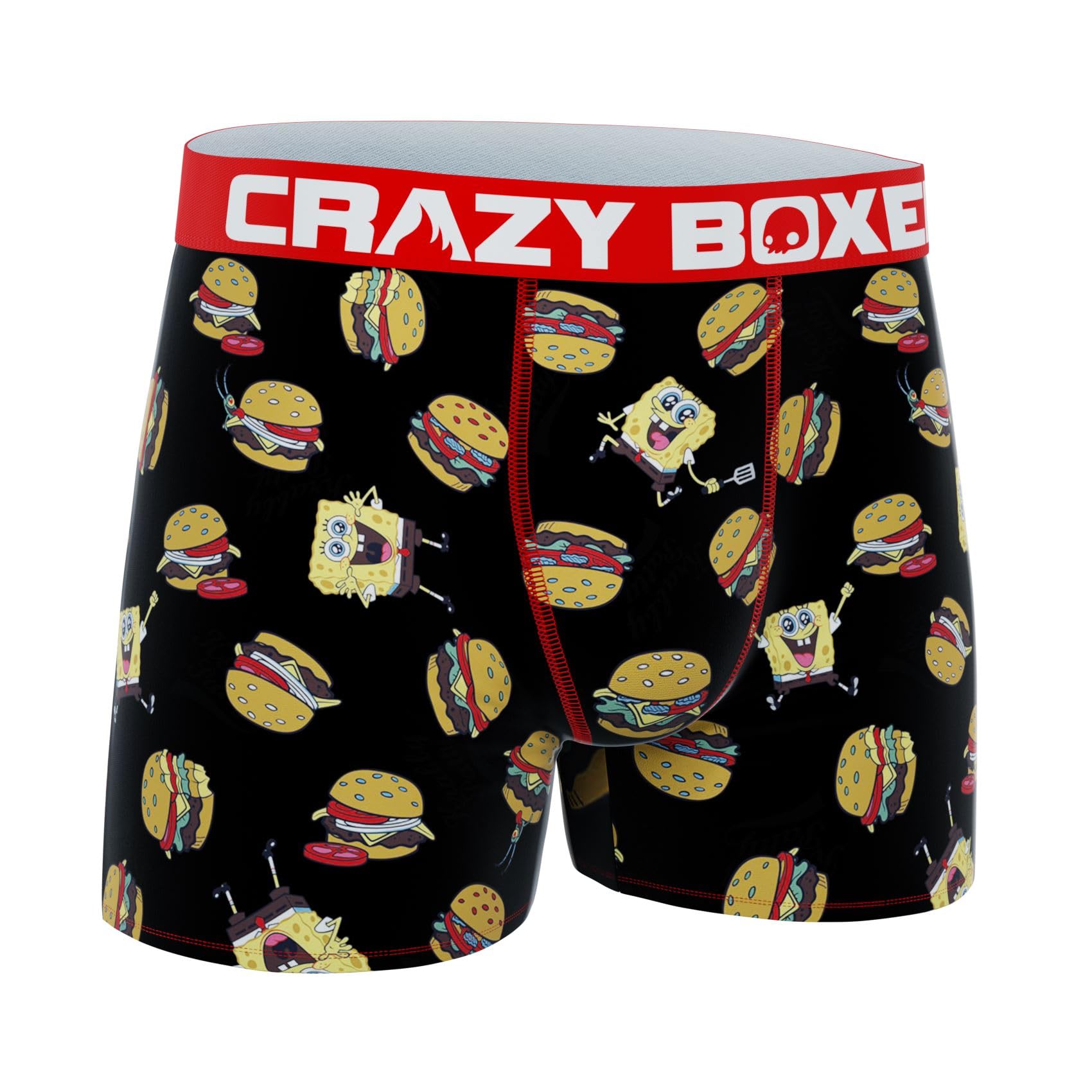 CrazyBoxer Men's Spongebob Squarepants Boxer Briefs - Soft Anti-Irritation Comfort Underwear with Breathable Fabric for Daily Wear & Sleep