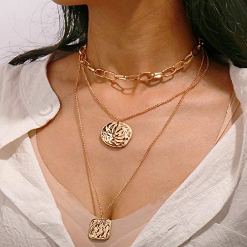Fashion Designer Layered Choker Necklace for Women - Long Geometric Pendant Drop Chain Jewelry - Perfect for Parties, Date Nights and Everyday Wear
