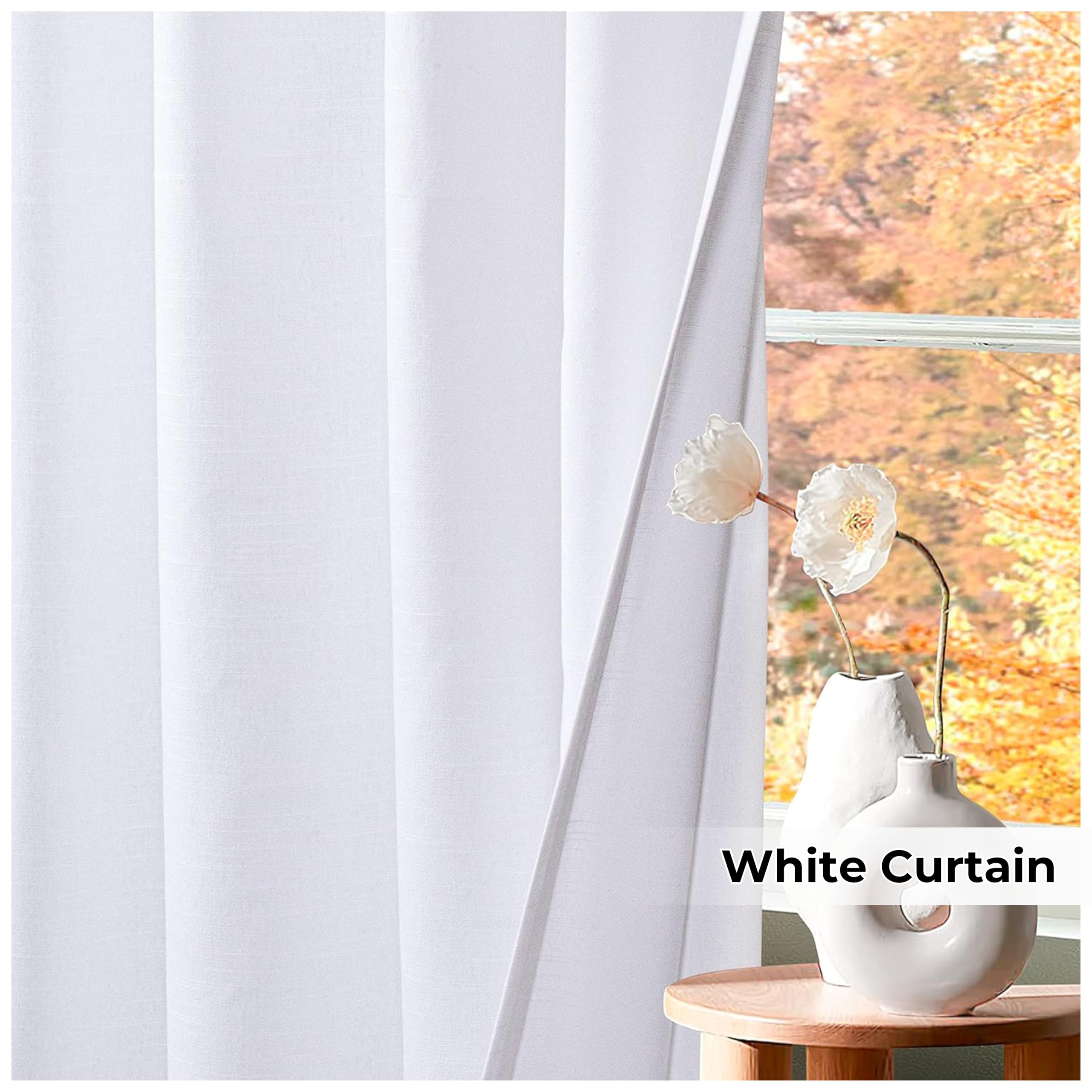 HOMIDATE 2-Pack White Cotton Curtains 50x72 Inch - Lightweight Bathroom Window Drapes, Tab Top Panels for Kitchen, Living Room & Bedroom - Soft Fabric Window Treatments for Privacy & Sun Protection - Perfect for Home Decor, Apartment & Dorm Room