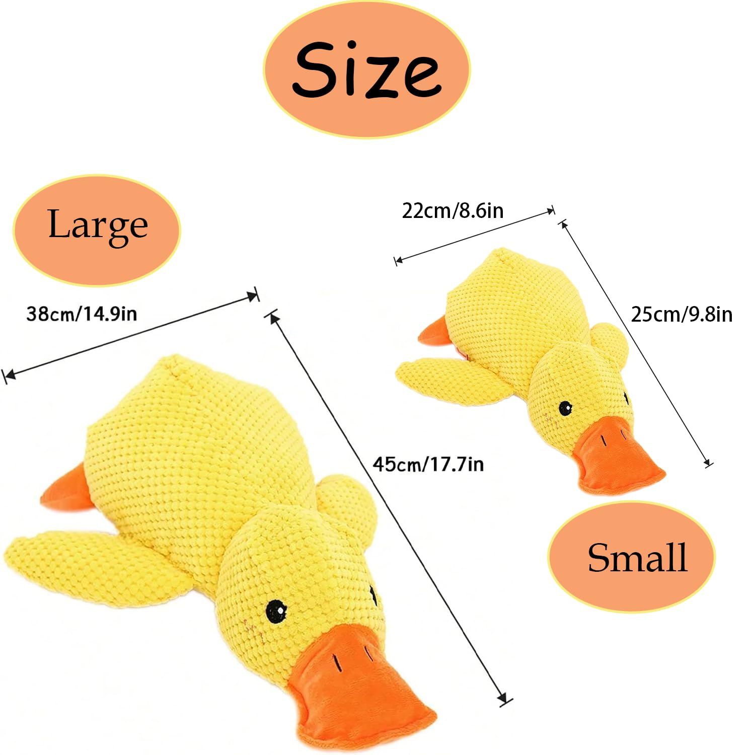 Noovelo Calming Duck Dog Toy - Small Yellow Stuffed Duck Chew Toy for Puppies & Dogs - Quacking Sound for Anxiety Relief - Perfect for Indoor Play, Separation Anxiety & Stress Relief
