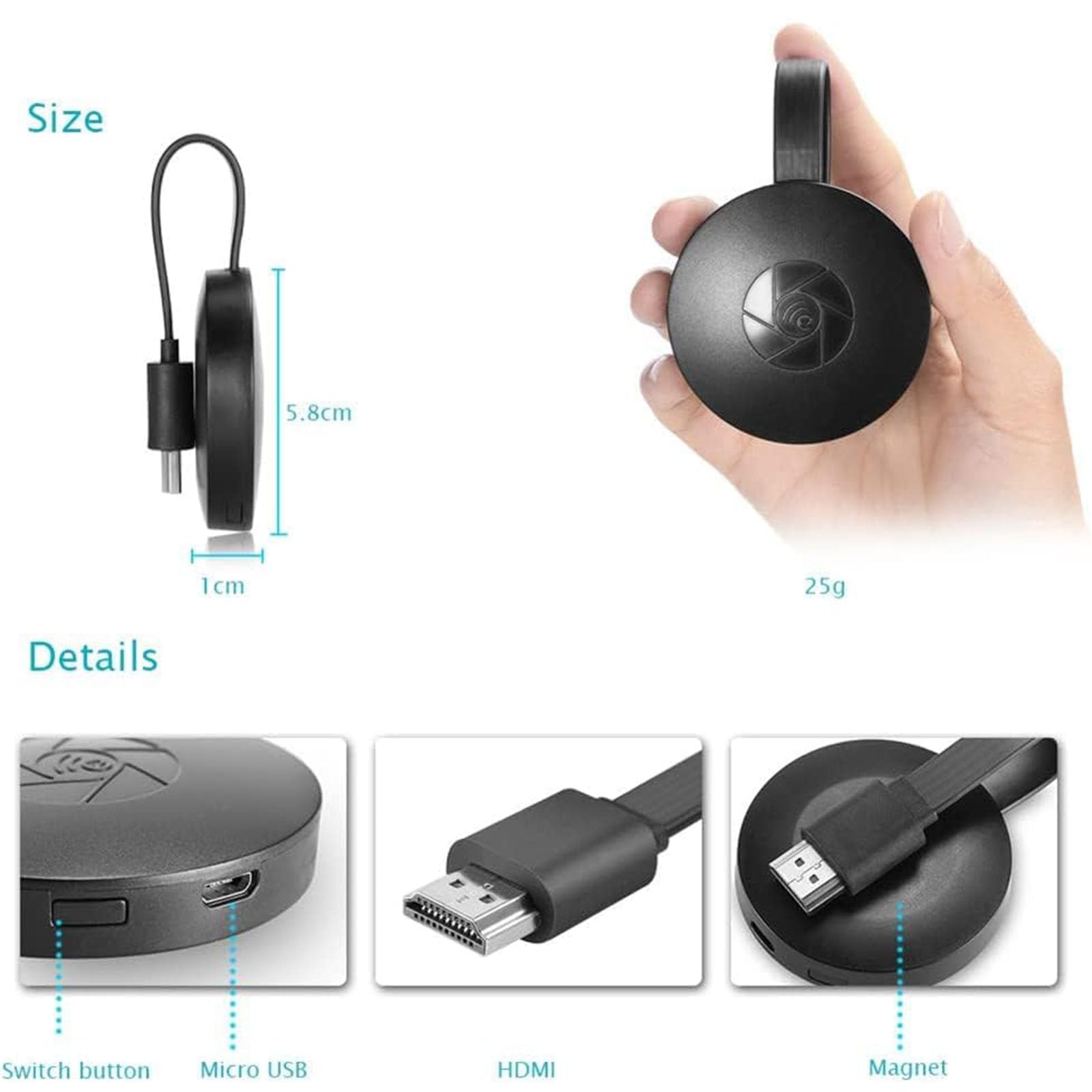 Jeeeun Donflix Wireless HDMI Transmitter - 1080p HD Wireless Streaming Media Box for TV & Projector, No Delay HDMI Extender, Smartphone to HDTV, Supports Video/Audio/Files (1pc) - Perfect for Home Theater, Presentations & Gaming