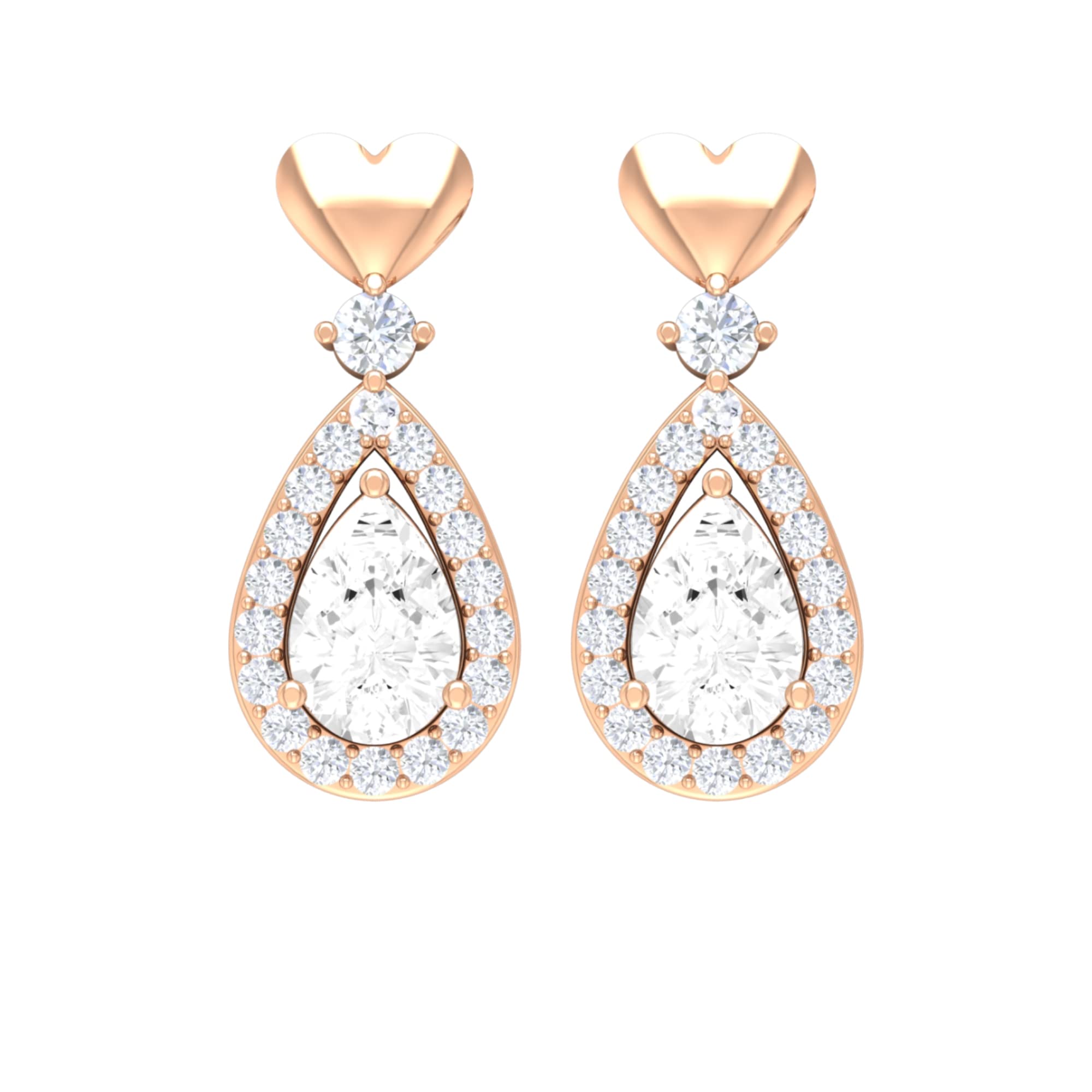 1.25 CT Genuine White Topaz Drop Earrings for Women - 14K Solid Gold Teardrop Bridal Jewelry - Perfect for Weddings, Anniversaries & Special Occasions