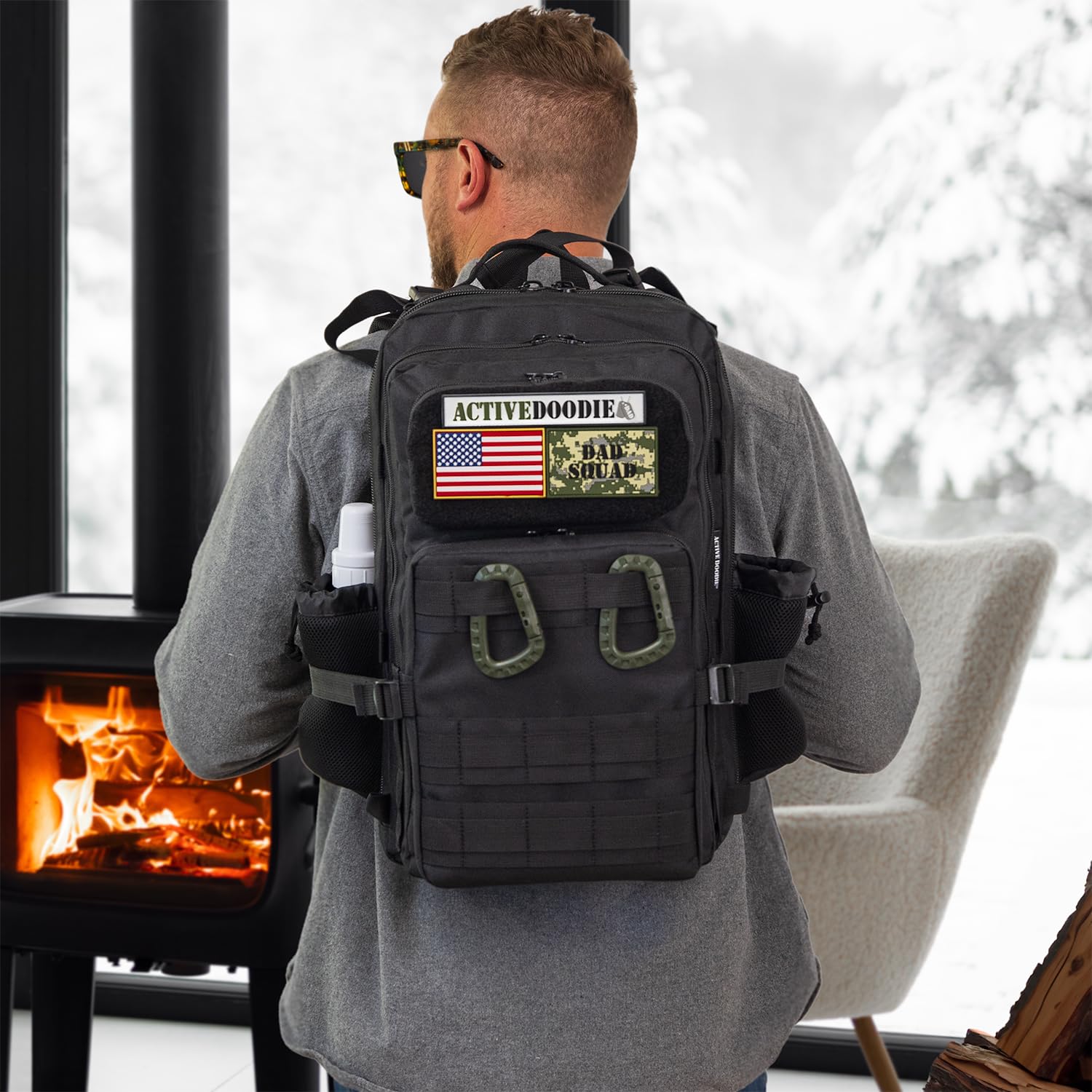 ActiveDoodie Diaper Backpack for Dads - Waterproof Baby Bag with Insulated Bottle Pockets & Changing Pad - Perfect for Travel, Daycare & Outdoor Adventures with Baby