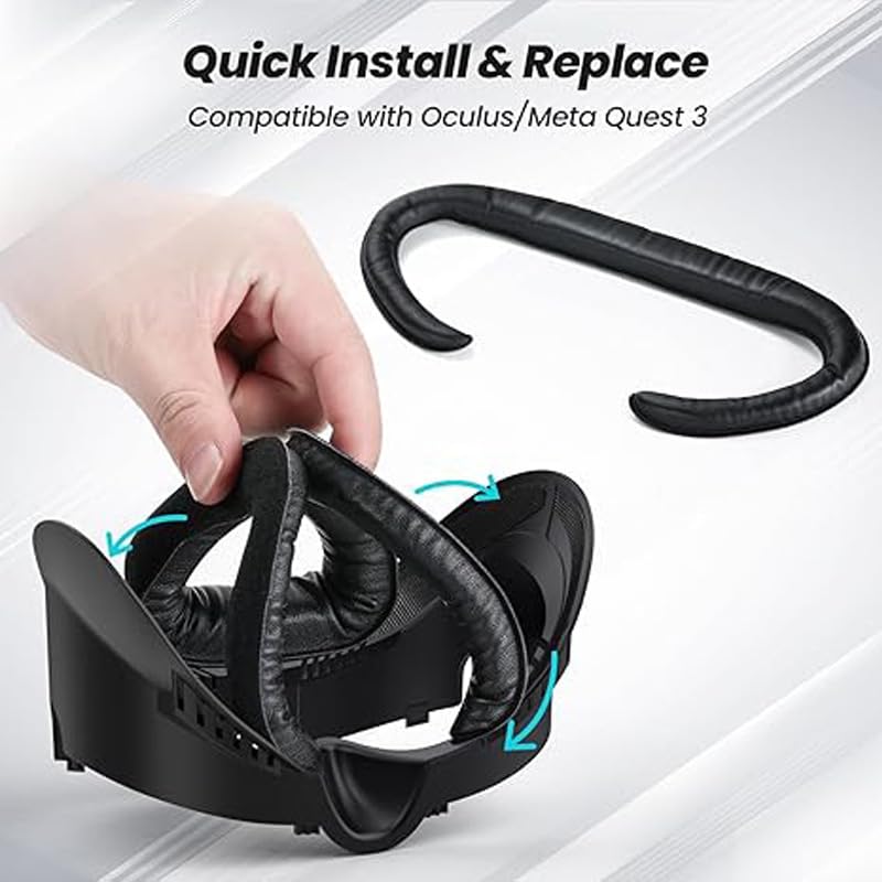 Soft PU Face Cushion Pad Replacement for Meta/Oculus Quest 3 - Comfortable VR Face Cover Pad with Breathable Design for Extended Gaming Sessions