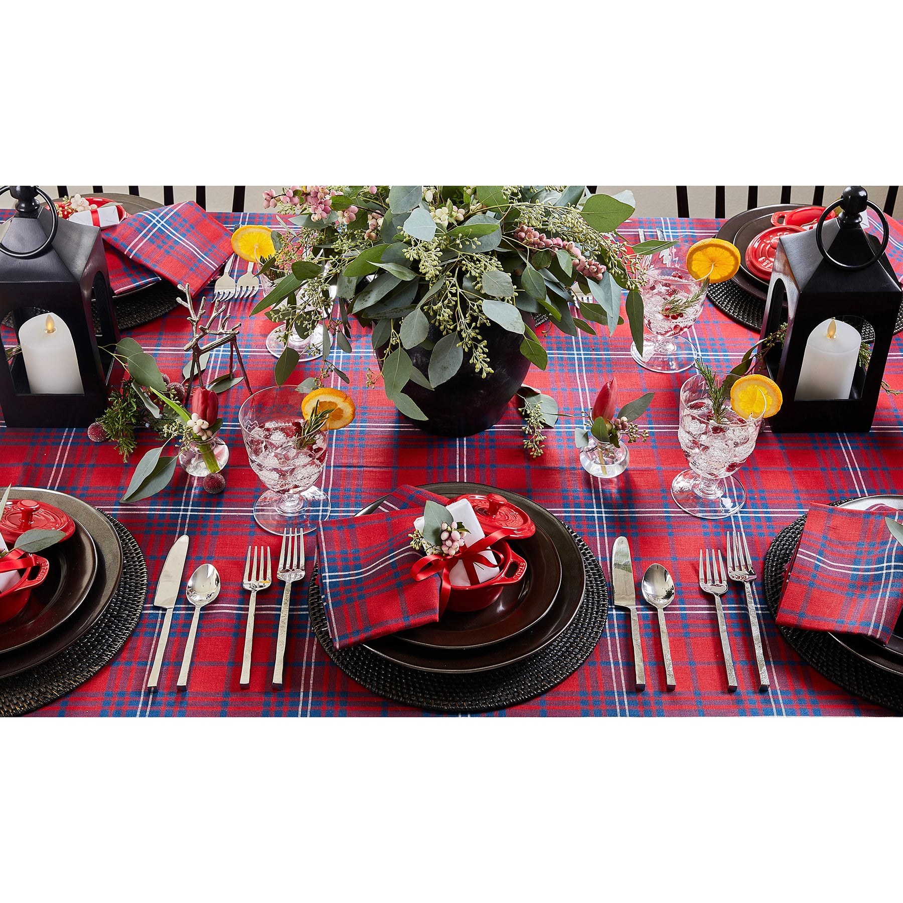 Red Tartan Plaid Table Throw Blanket - Soft Cozy Christmas Tartan Checkered Table Cover for Dining Room, Holiday Decor & Winter Home Decor