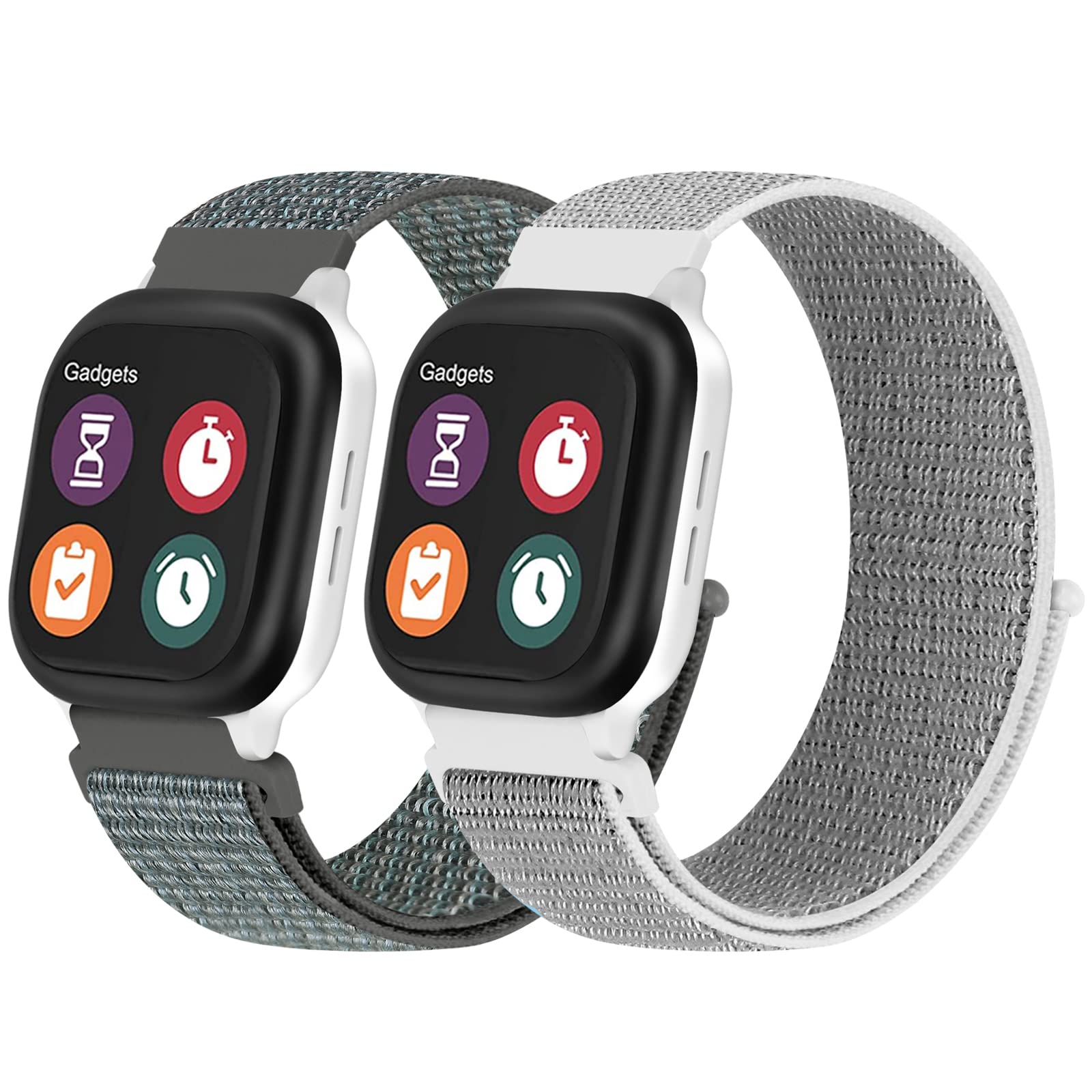 MHunter Kids Nylon Watch Band - 20mm Soft Breathable Sport Hook Loop Strap for Gizmo Watch 3 2 1 / Gabb Watch 3 2 1 / SyncUP Watch - Durable Replacement Smartwatch Bands for Boys & Girls - Perfect for School, Sports & Outdoor Activities