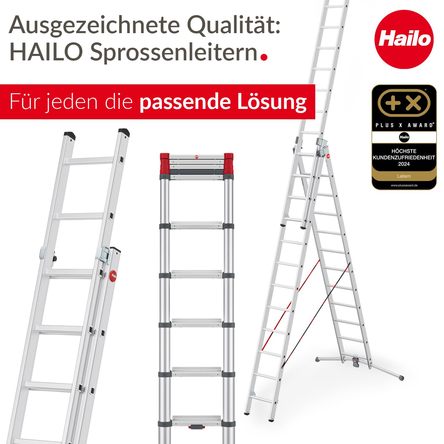 Hailo 7209-007 Aluminum Extension Ladder 2-Section Sliding ProfiStep Duo (2x9 Steps) - Perfect for Home, Construction & Roofing Work