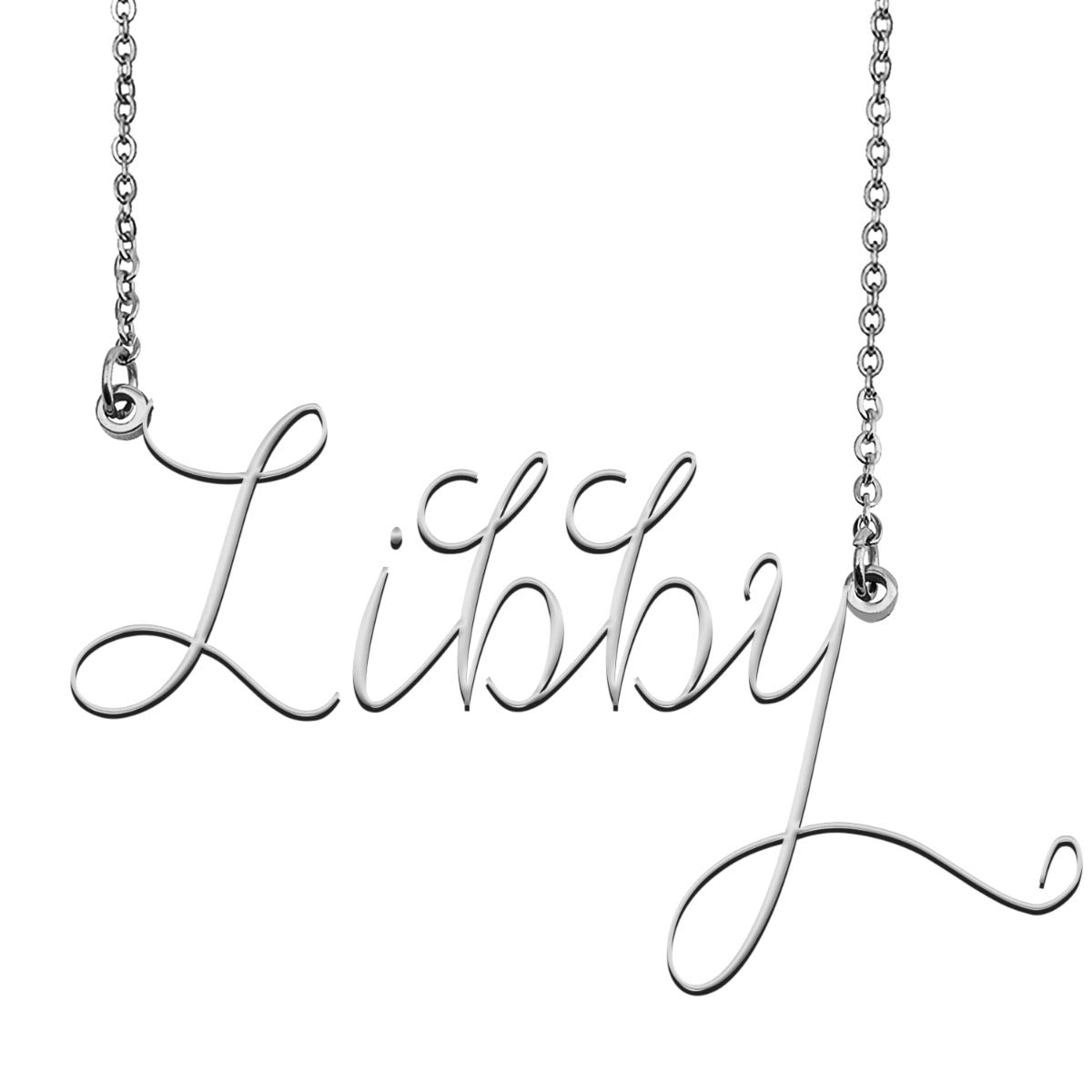 Custom Personalized Libby Name Necklace - 18K Gold Plated Name Plate Jewelry for Women - Perfect Birthday Gift, Anniversary Present & Everyday Wear