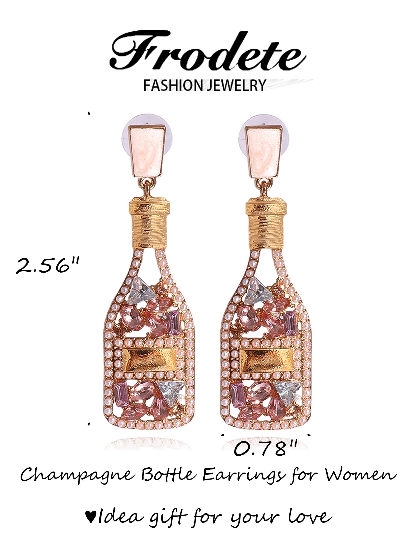 Sparkling Champagne Bottle Earrings for Women - Elegant Crystal Cocktail Dangle Earrings | Perfect for Parties, Celebrations & Gift Giving | Margarita Tequila Wine Glass Jewelry Accessories