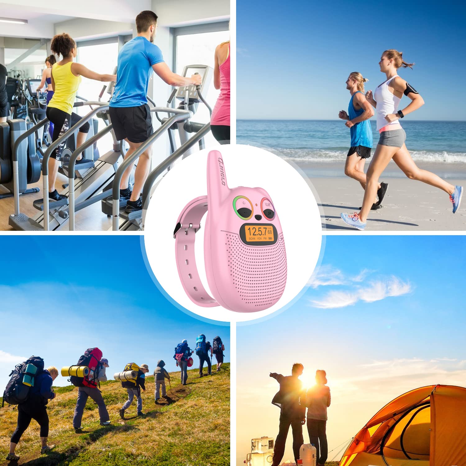 Kids Walkie Talkies Rechargeable - 2-Way Radios for Boys & Girls Ages 3+, Up to 2 Mile Range - Perfect for Outdoor Play, Camping & Birthday Gifts (Pink)