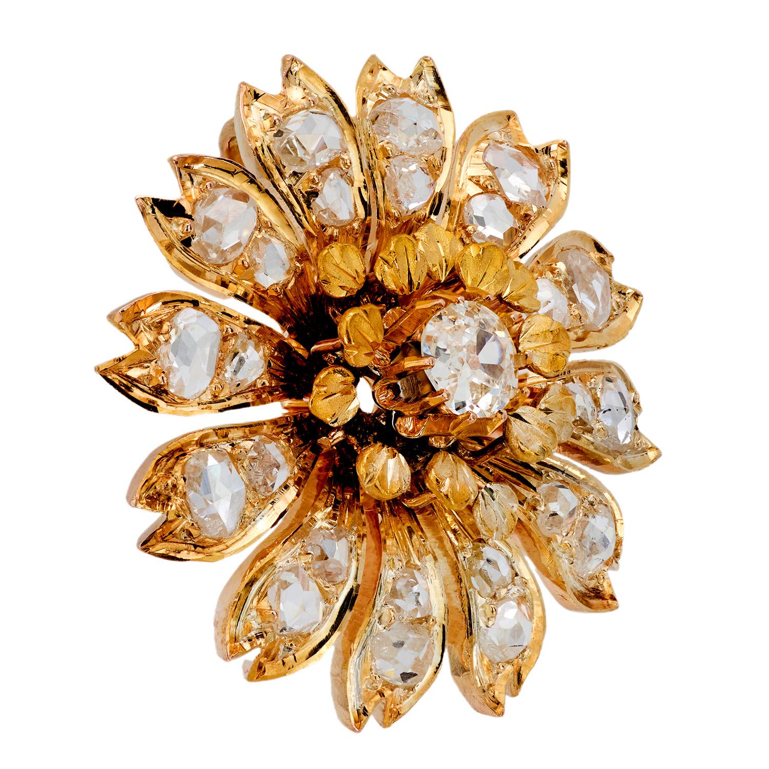 Victorian 18k Gold Diamond Floral Pendant Necklace - Elegant Antique Jewelry for Weddings, Anniversaries & Special Occasions