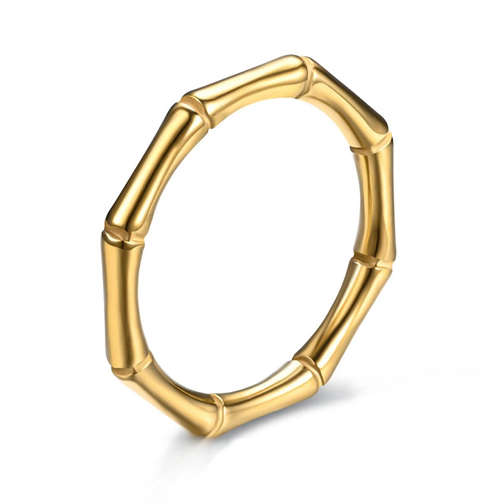Elegant Bamboo Stackable Rings for Women - Silver & Gold Stainless Steel Wedding Bands, Engagement Rings & Gift Sets | Perfect for Bridal Jewelry, Anniversary Gifts & Everyday Fashion Accessories