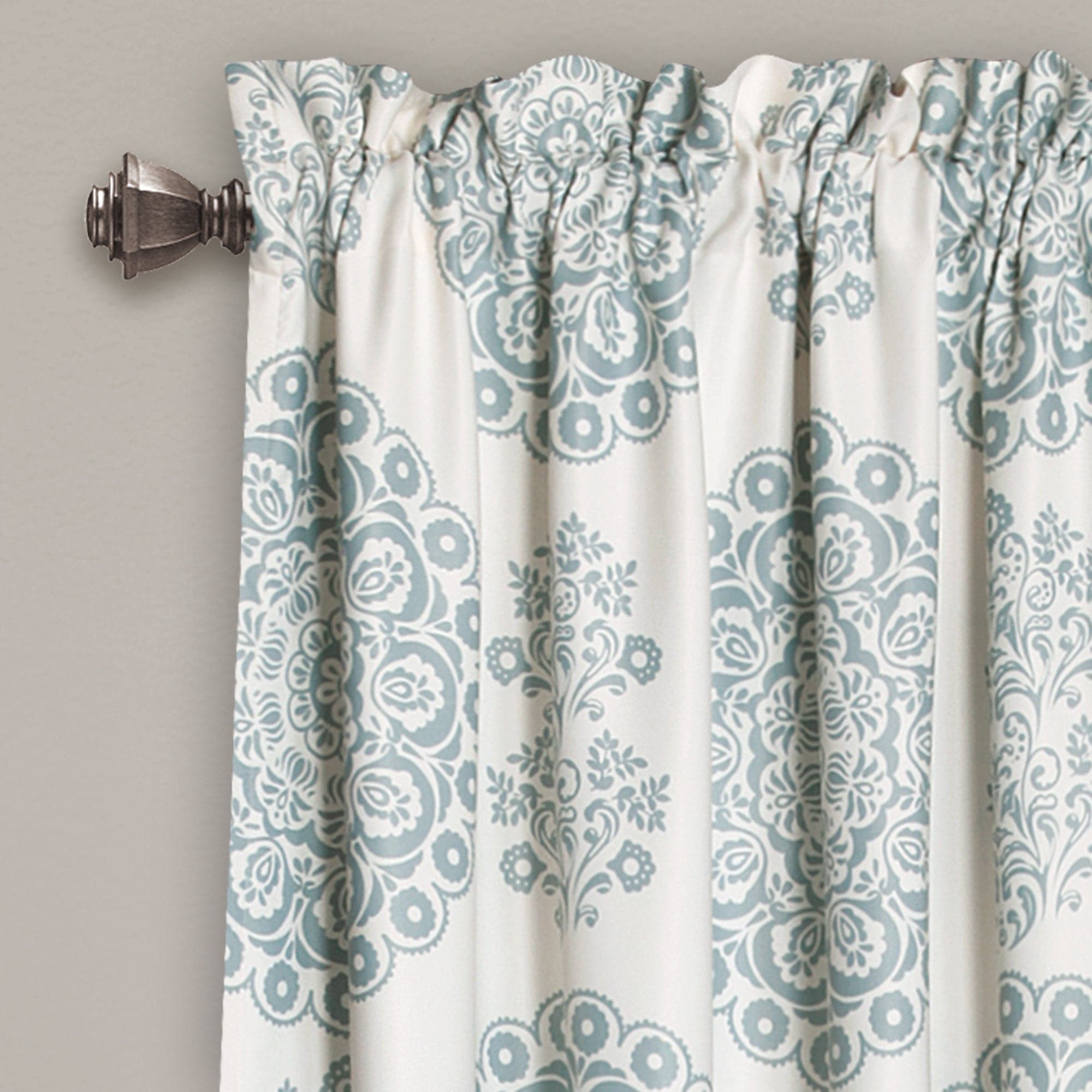 Evelyn Medallion Light Filtering Window Curtain Set - Sheer Elegant Drapes for Living Room & Bedroom - Soft Sunlight & Privacy Control