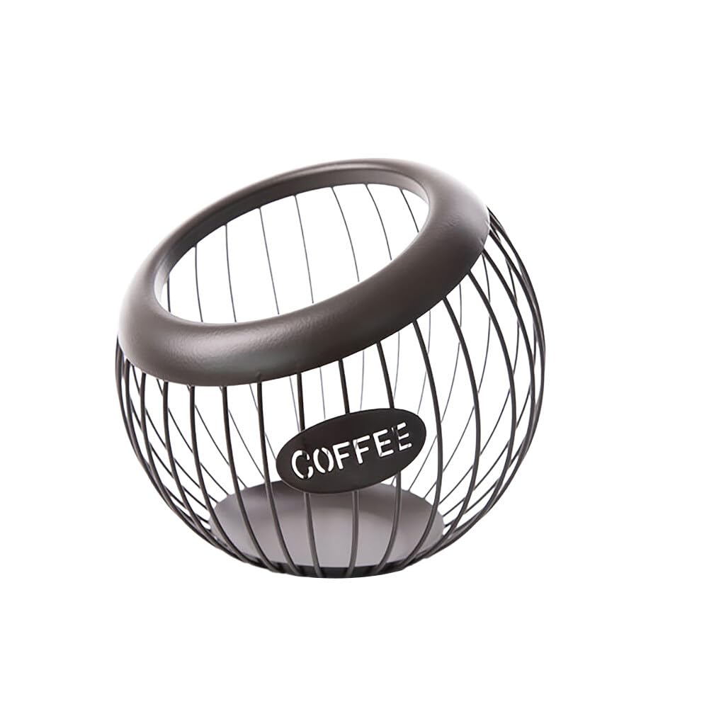 iKASUS Large Capacity Iron Coffee Pod Holder - Organizer Basket for K-Cups, Espresso Capsules, Creamers, Fruit & Snacks - Perfect for Coffee Bars, Kitchen Countertops & Office Break Rooms