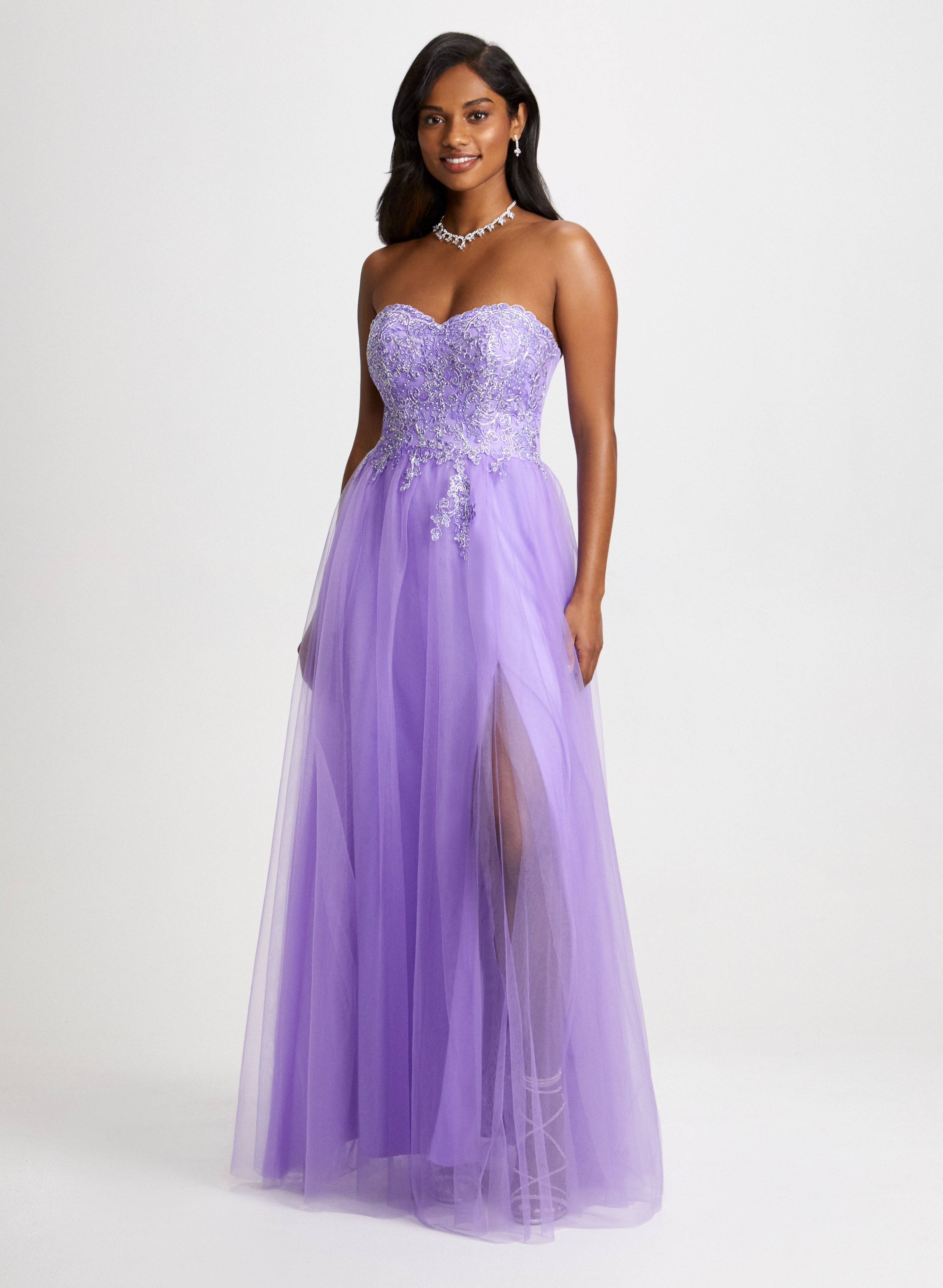 Elegant Embellished Corset Gown with Matching Short Necklace Set - Perfect for Evening Parties, Prom, and Special Occasions
