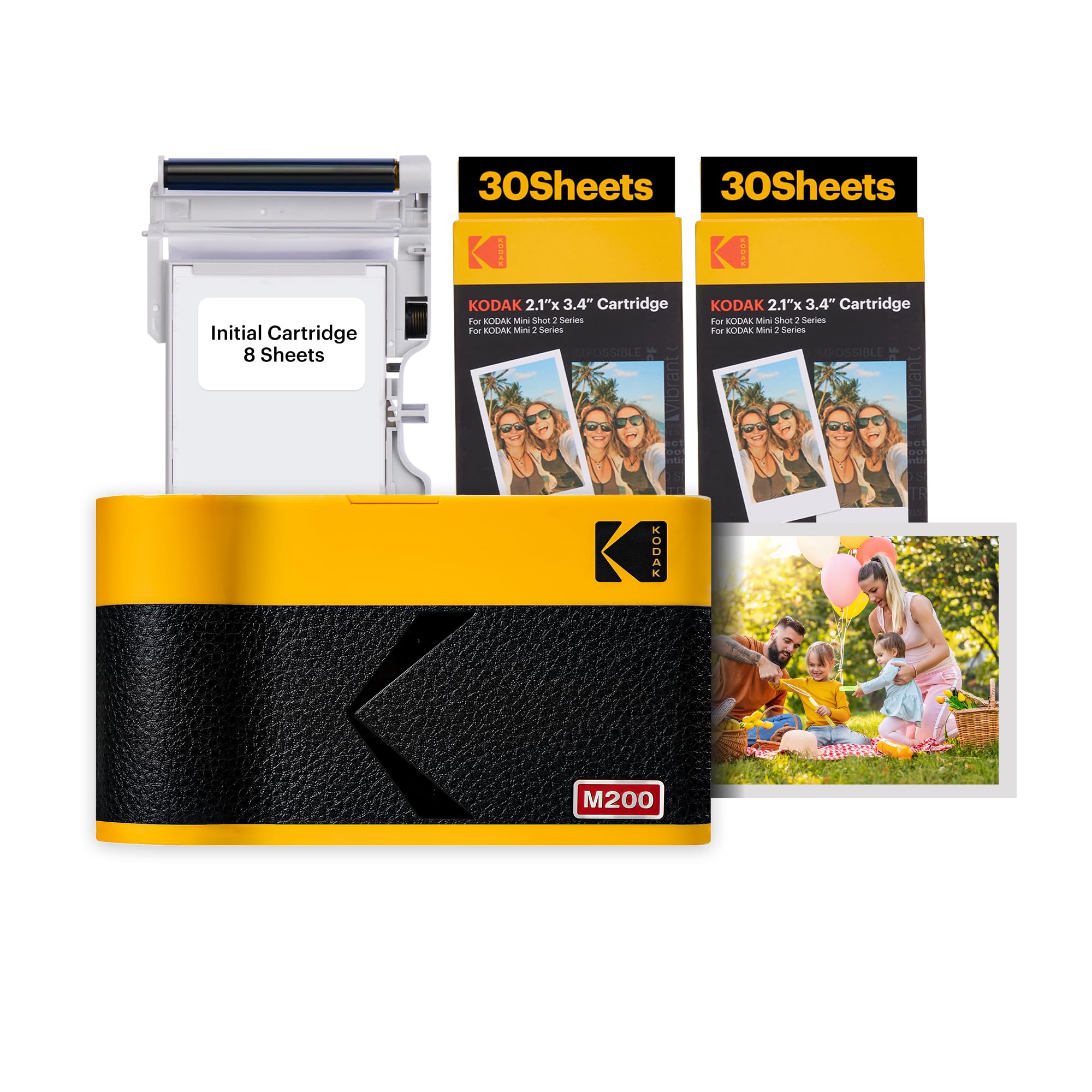 KODAK Mini 2 ERA 4PASS Portable Instant Photo Printer - Wireless Bluetooth, ZINK Zero Ink Printing Technology (Yellow) - Includes Printer + 8 Starter Sheets + 60 Photo Papers - Perfect for Travel, Parties, Scrapbooking & DIY Projects