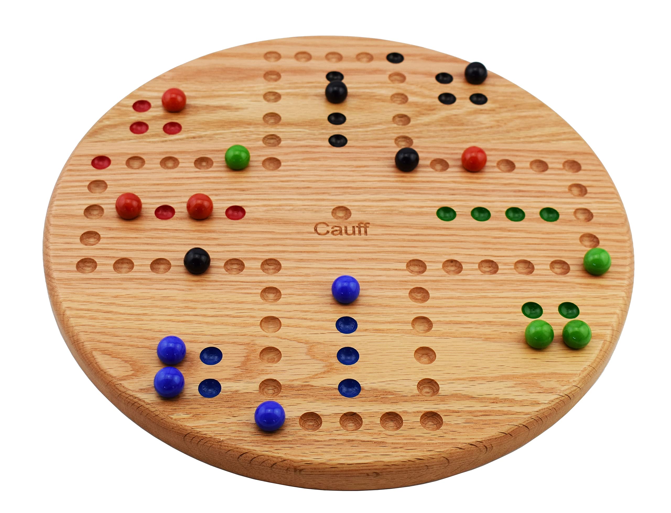 Premium Solid Oak Wood Marbles Board Game - Hand Painted 4 Player Game with 14