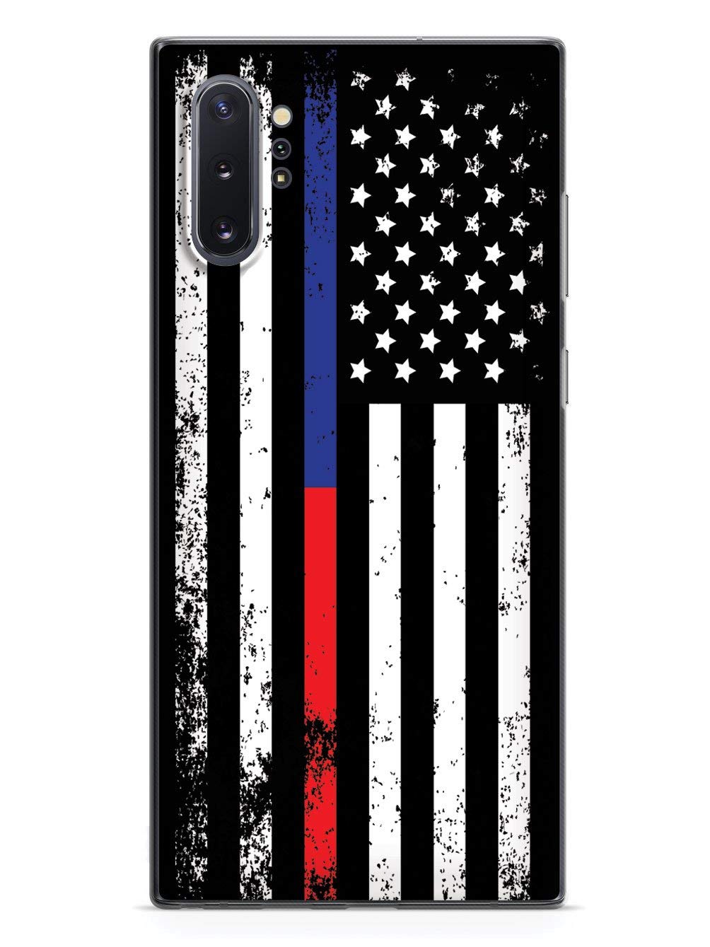 Inspired Cases - Protective Phone Case for Samsung Galaxy Note 10 Plus - 3D Textured Design with American Flag & Thin Blue/Red Line - Slim Fit Shockproof Cover - Perfect for Daily Use, Travel & Outdoor Activities