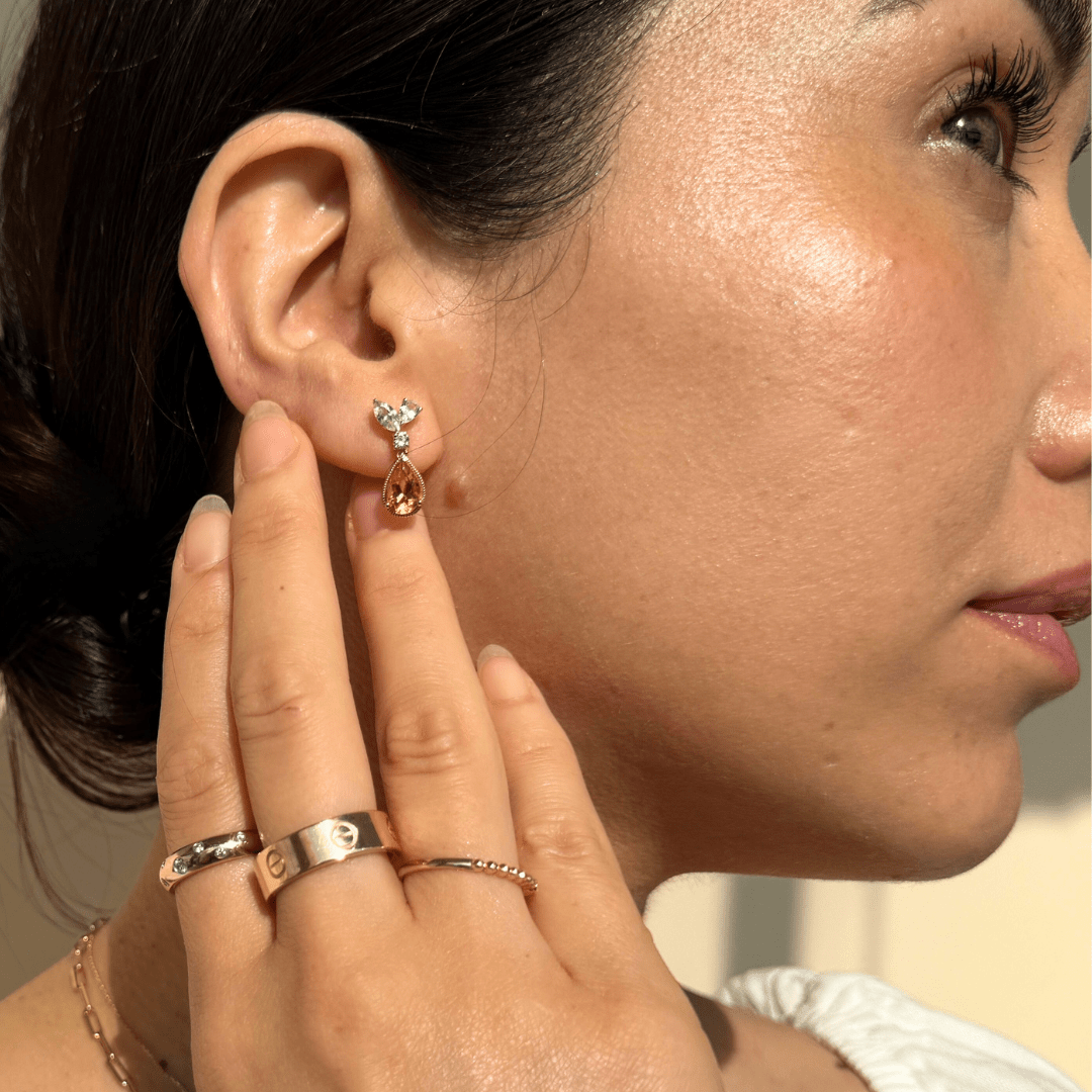 10k Yellow Gold Pear Cut Citrine and Sapphire Dangle Earrings for Women - Elegant Jewelry Gift for Birthday, Anniversary & Special Occasions