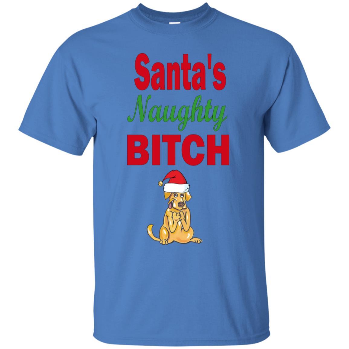 Santa's Naughty Bitch Cotton T-Shirt | Funny Christmas Party Outfit | WineyBitches.co | Perfect for Holiday Gatherings & Ugly Sweater Parties
