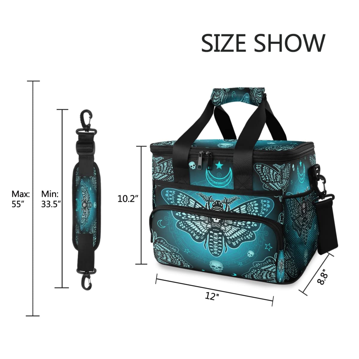 **MNSRUU Insulated Cooler Bag - Butterfly Skull Design, Leakproof & Durable - Perfect for Picnics, Beach Trips, Lunch Box & Outdoor Activities**