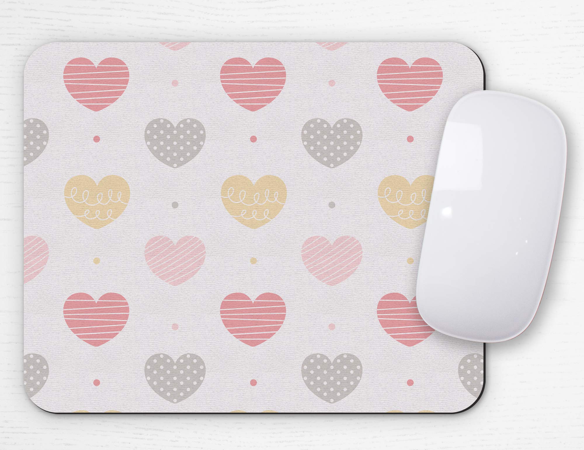 Kids Mouse Pad - Non-Slip Rectangle Desk Mat for Boys & Girls | Office & Study Room Accessories | Cute Pink Hearts Design | Perfect for School, Gaming & Home Computer Use