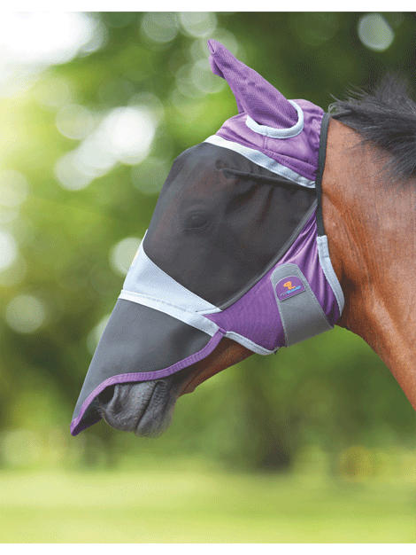 Shires Deluxe Fly Mask with Ears & Nose Cover - UV Protection Horse Fly Mask for Summer Riding & Pasture Use