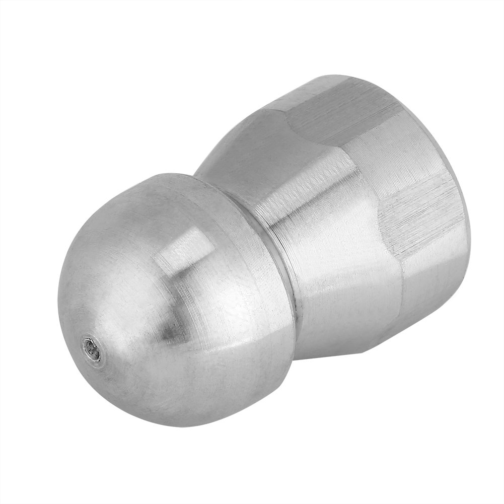 Stainless Steel 3/8 Inch Sewer Jetter Nozzle Kit with Hydro Jet, Random Flow & Button Sealing - 4000 PSI Drain Cleaning Tool for Home Plumbing, Commercial Use & Industrial Pipe Maintenance (1, Silver)