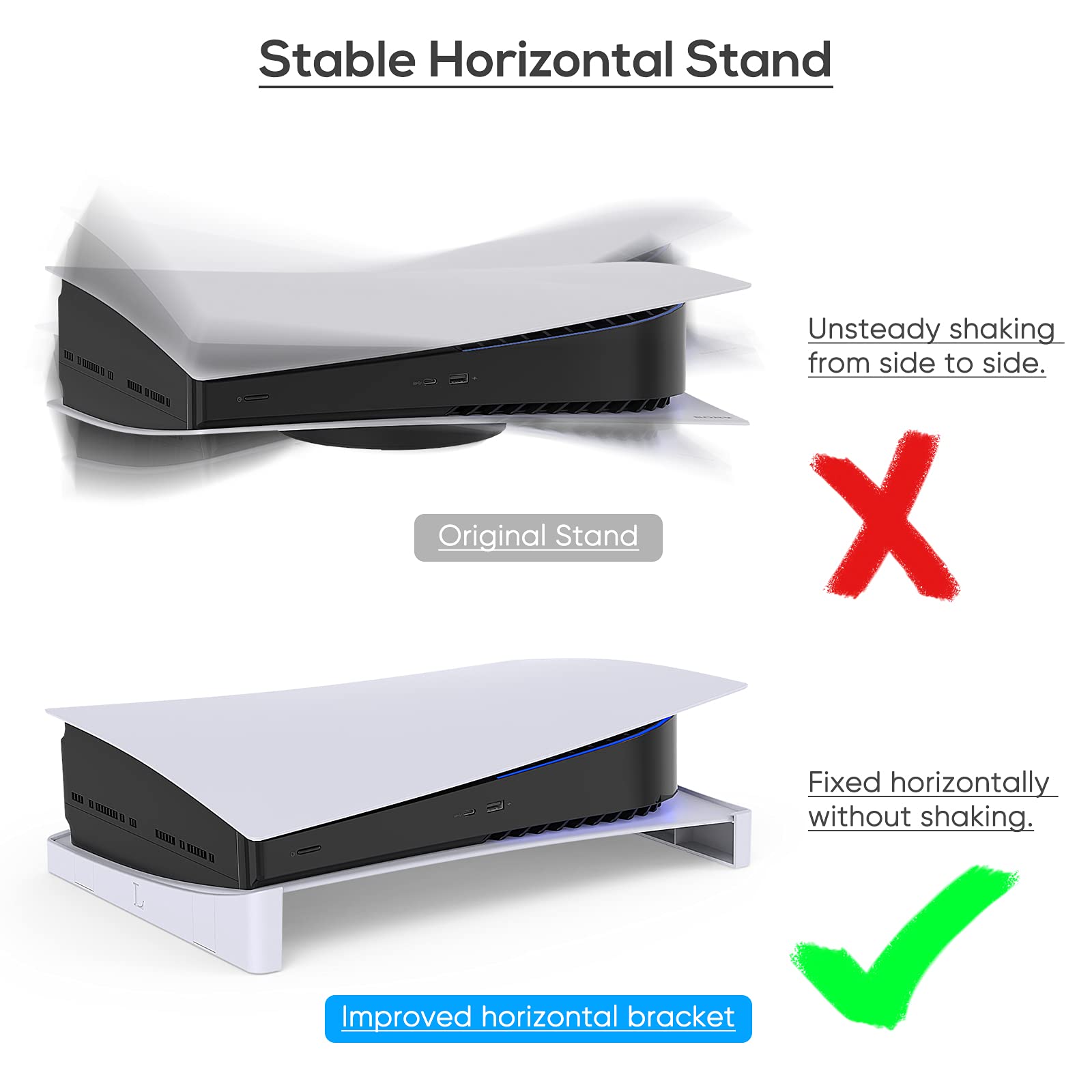 MENEEA PS5 Horizontal Stand - Compatible with PlayStation 5 Disc & Digital Edition | Durable Cooling Base for PS5 Console Accessories | Perfect for Gaming Setup & Entertainment Centers
