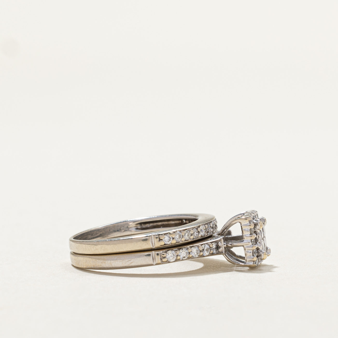 14K Illusion Set Diamond Wedding Ring Set | 0.24ctw & 0.30ctw | Size 4.5 | Elegant Bridal Jewelry for Engagement & Anniversary Gifts