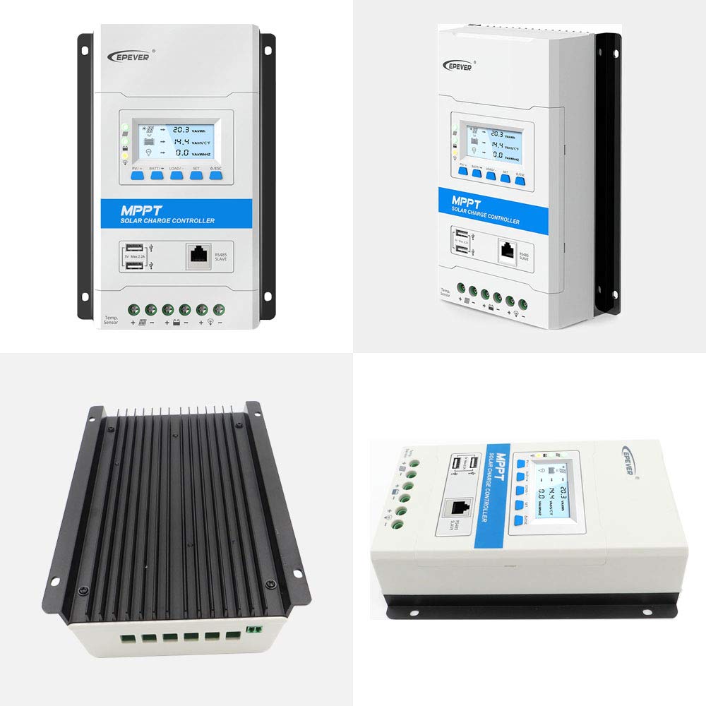 EPEVER 30A MPPT Solar Charge Controller 12V/24V Auto, 100V Max PV Input, LED/LCD Display with Dual USB Ports - Perfect for Solar Home Systems, RV, Boats & Off-Grid Power