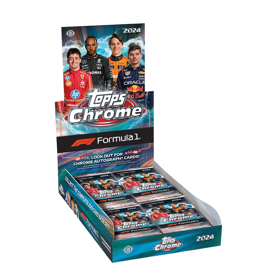 2024 Topps Chrome F1 Formula 1 Hobby Box - Premium Trading Cards for Collectors & Racing Fans - Perfect for Display, Trading, and Investment