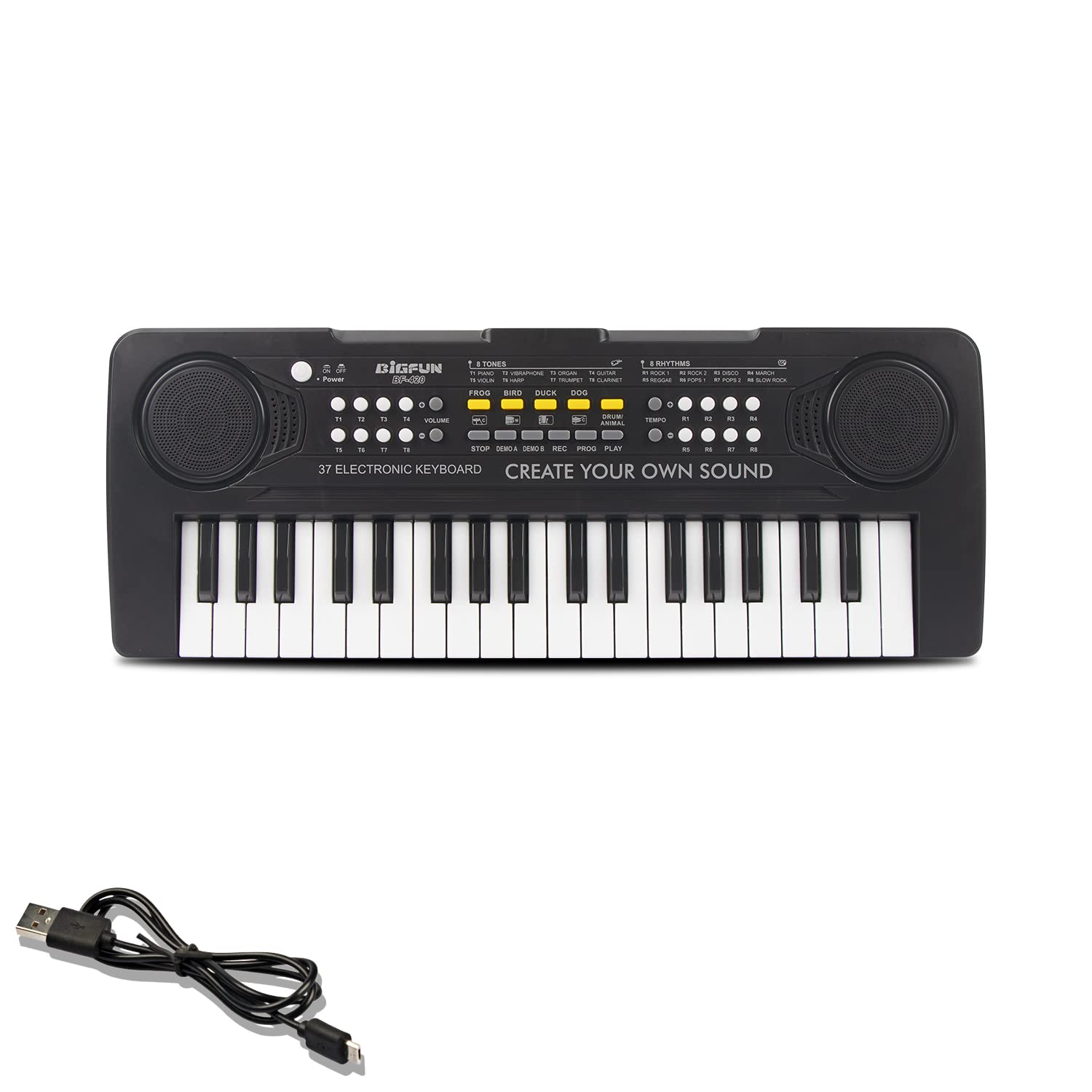 EOOLEOW 37-Key Kids Piano Keyboard - Educational Musical Toy for Toddlers & Children Ages 3-8, Portable Electronic Keyboard with Built-in Songs & Microphone - Perfect for Home Learning, Birthday Gifts & Early Music Education (Black)