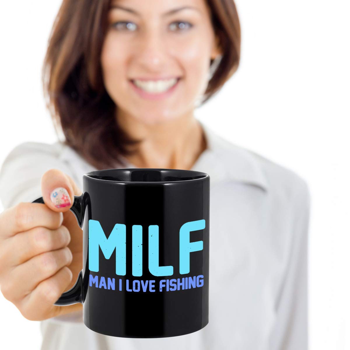 11 oz Black Porcelain Fishing Coffee Mug - MILF (Man I Love Fishing) Gift for Dad, Son, Daughter & Fishermen - Perfect for Fishing Trips, Father's Day & Outdoor Enthusiasts
