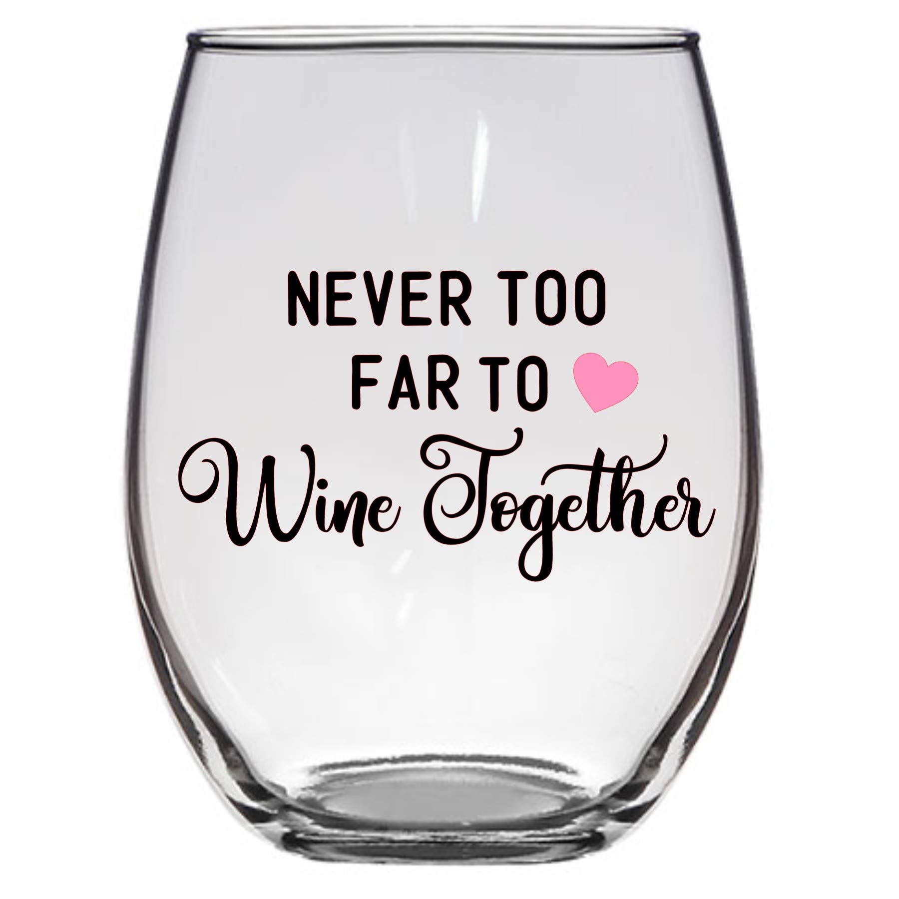 21 Oz Long Distance Relationship Wine Glass - Best Friends & Miss You Gift for Couples, LDR Couples, Besties - Perfect for Virtual Wine Nights, Anniversaries, and Special Occasions