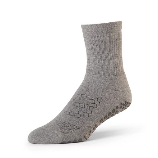 Base33 Grip Crew Socks - Grey Athletic Socks for Running, Hiking & Everyday Comfort - Unisex Performance Socks for Men & Women