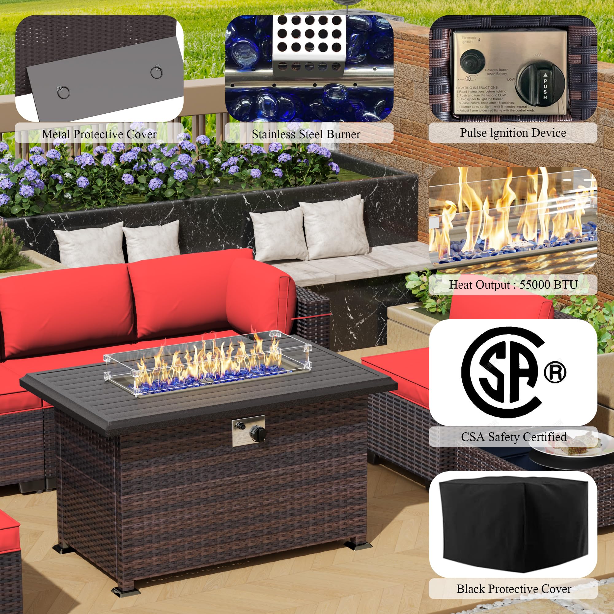 8-Piece Outdoor Patio Furniture Set with 43