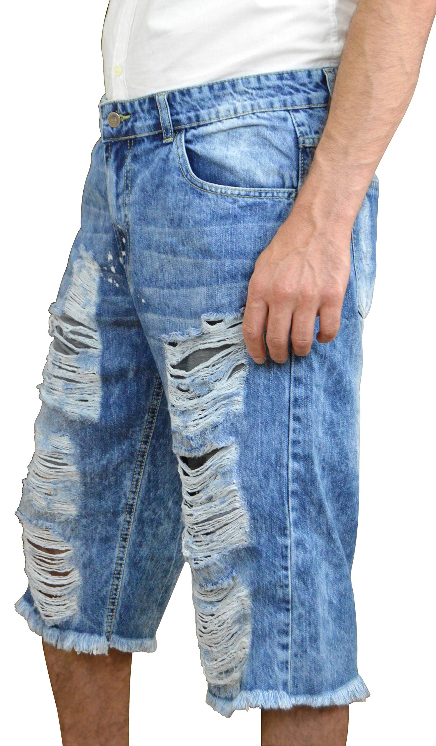 **Men's Distressed Ripped Denim Shorts - Classic Straight Fit Jean Shorts for Summer | Casual Streetwear & Beach Outfits**