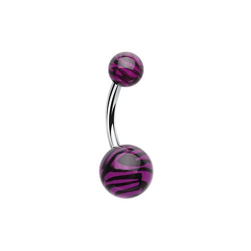 WildKlass Zebra Stripe Belly Ring - Stylish Acrylic Navel Jewelry for Parties