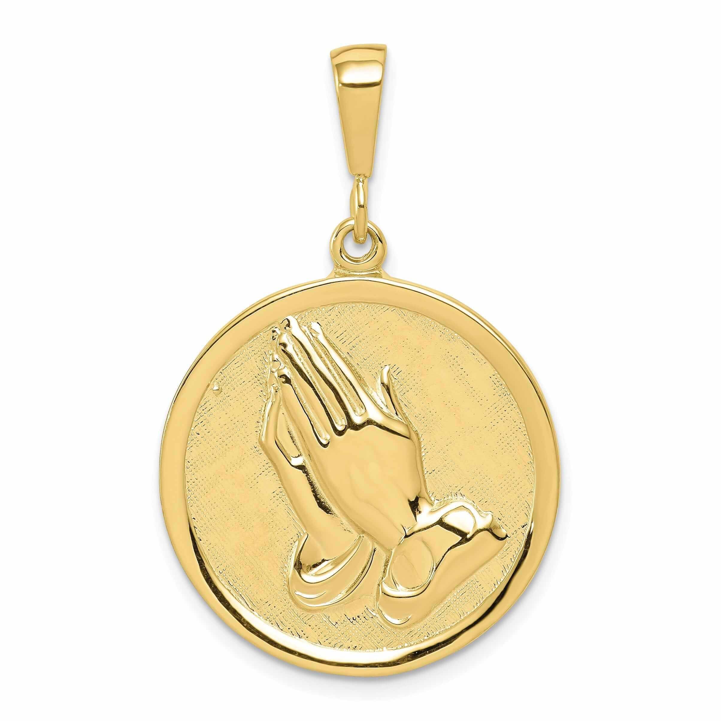 10k Yellow Gold Praying Hands Serenity Pendant Necklace - Religious Jewelry for Women, Inspirational Gift for Faith, Hope & Peace - Perfect for Church, Daily Wear & Special Occasions