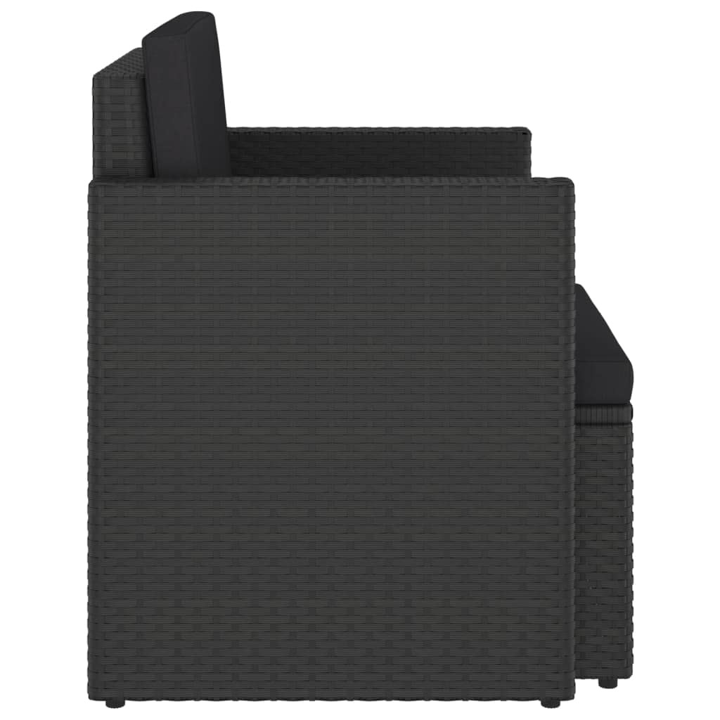CHARMMA Patio Chair with Cushions - Black Poly Rattan Outdoor Furniture for Garden, Poolside & Backyard Relaxation