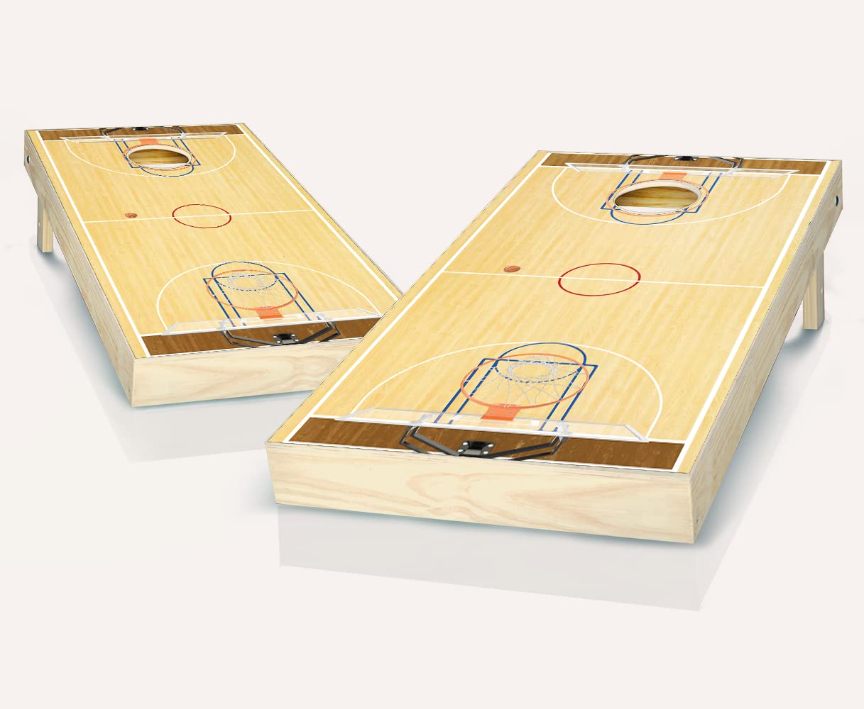 Skip's Garage Premium Basketball Court Cornhole Boards Set - Includes 2 Regulation Boards, 8 All-Weather Bean Bags & Accessories - Perfect for Backyard BBQs, Tailgate Parties & Outdoor Games