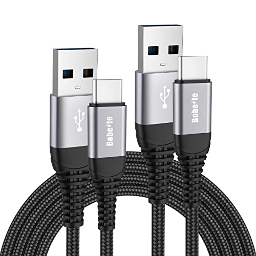 Premium 6.6ft USB-C to USB A Cable 3A Fast Charging (2-Pack) - Durable Nylon Braided USB Type C Charger Cord for Samsung Galaxy S20/S10/S9/S8/Note 10/9/8, Moto G7/G8, PS5 Controller - Perfect for Home, Office & Gaming Charging Needs